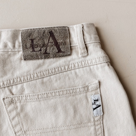 Vintage 90s high rise denim cut off jorts light beige cream - Picture 5 of 7